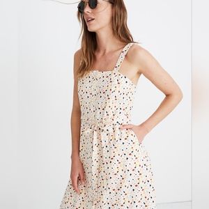 Madewell Orange and White One Shoulder Sundress